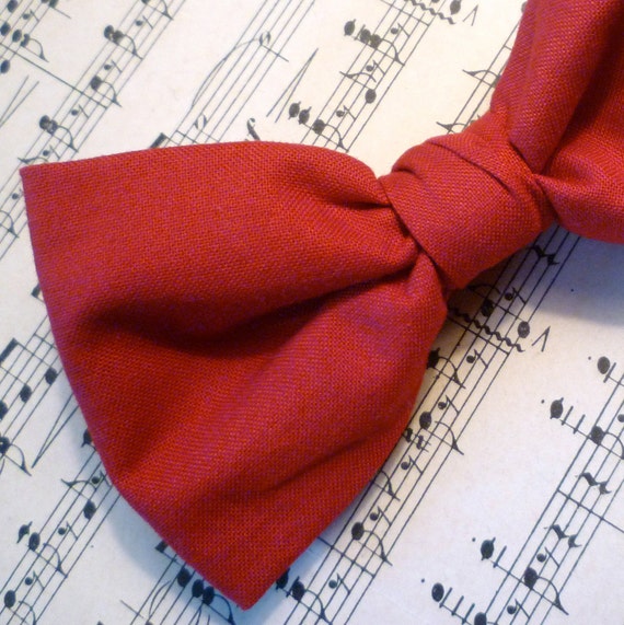 Solid Red Bowtie clip on pretied adjustable strap or self