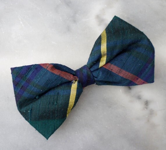 Green and Blue Silk Plaid Bow Tie for boys by DivineDomestication