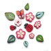 polymer clay handmade flower BUTTONS Ladybug Butterfly Leaf - Set of 14 - embroidery accessories - boutons fimo fleur feuille coccinelle