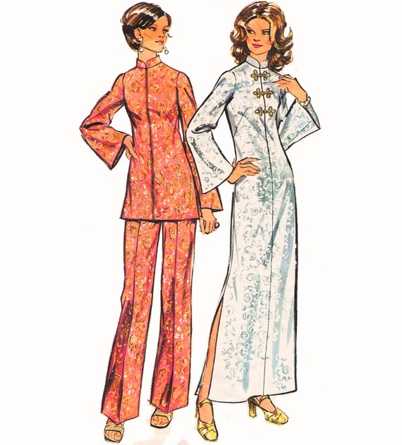 1972 Mandarin Collar Maxi Dress or Tunic by Jeriscustomoriginals