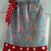 Aqua and Red Eiffel Tower Pillowcase Dress 3-8
