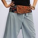Unique patchwork Thai batik cotton on waist and light gray Thai Fisherman Capri Pants,size S-XL,yoga pants,unisex pants.