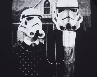 star wars American Gothic parody on mens t shirt- american apparel black, available in S,M, L ,XL, 2XL,  worldwide shipping