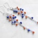 Blue orange earrings, funky earrings, colorful happy earrings, unique long earrings