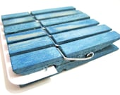Medium Clothespins Aqua Green . 6 pcs . Medium 2.37 inch . Wooden Pegs Il_170x135