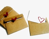 10 Heart Mini Envelopes & Cards - Set of 10 - Recycled Kraft Paper Il_170x135