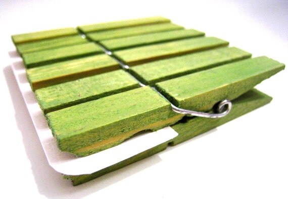 Medium Clothespins Olive Green . 6 pcs . Medium 2.37 inch . Wooden Pegs Il_570xn