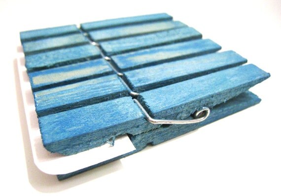 Medium Clothespins Aqua Green . 6 pcs . Medium 2.37 inch . Wooden Pegs Il_570xn