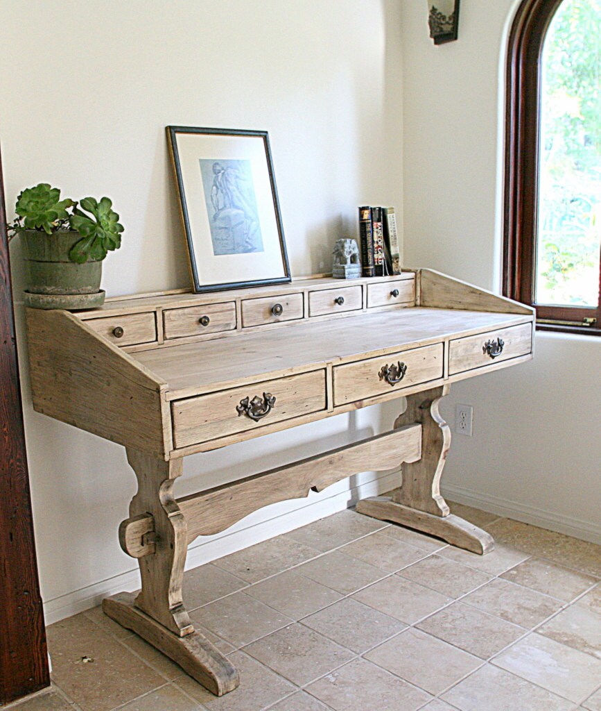 Vintage Desk Rustic Grey Hand Finished with Drawers