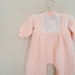 Vintage Knit Baby Outfit / Pink Suspenders with Bear