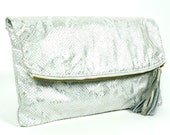 silver snake clutch bag