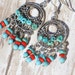 Ethnic Silver Filigree Earrings with Coral and Turquoise