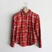 Vintage Bright Red Plaid Flannel Shirt
