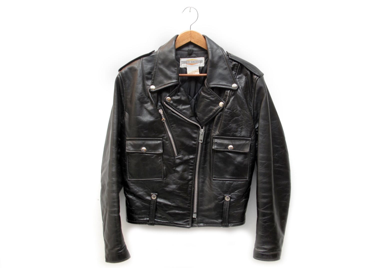SALE Vintage Harley Davidson Black Leather Biker Jacket