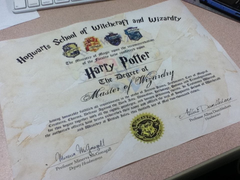 Hogwarts Diploma Customizable Harry Potter by TheSupplyCompany