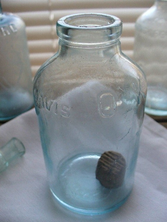 Vintage Davis OK Baking Powder Bottle with cork