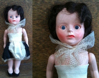 Vintage decorative pretty maid doll with closing eyes for display circa 1970's / English Shop