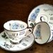 Vintage English Silver Wedding Anniversary 2 Royal Stafford bone china "Honeymoon Rose" teacups cups saucers circa 1960's / English Shop