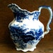 Vintage Blue and White Pitcher Jug Flow Blue circa 1920's / English Shop