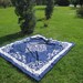 Ultramarine blue square Tablecloth daisy floral tile print Ottoman Picnic Park Beach Yard Camp Yoga cloth Turkish traditional Hand woven