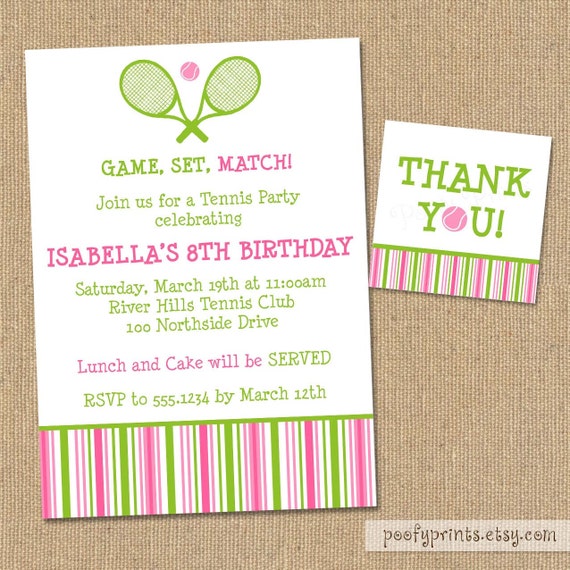 Tennis Birthday Party Invitations 10