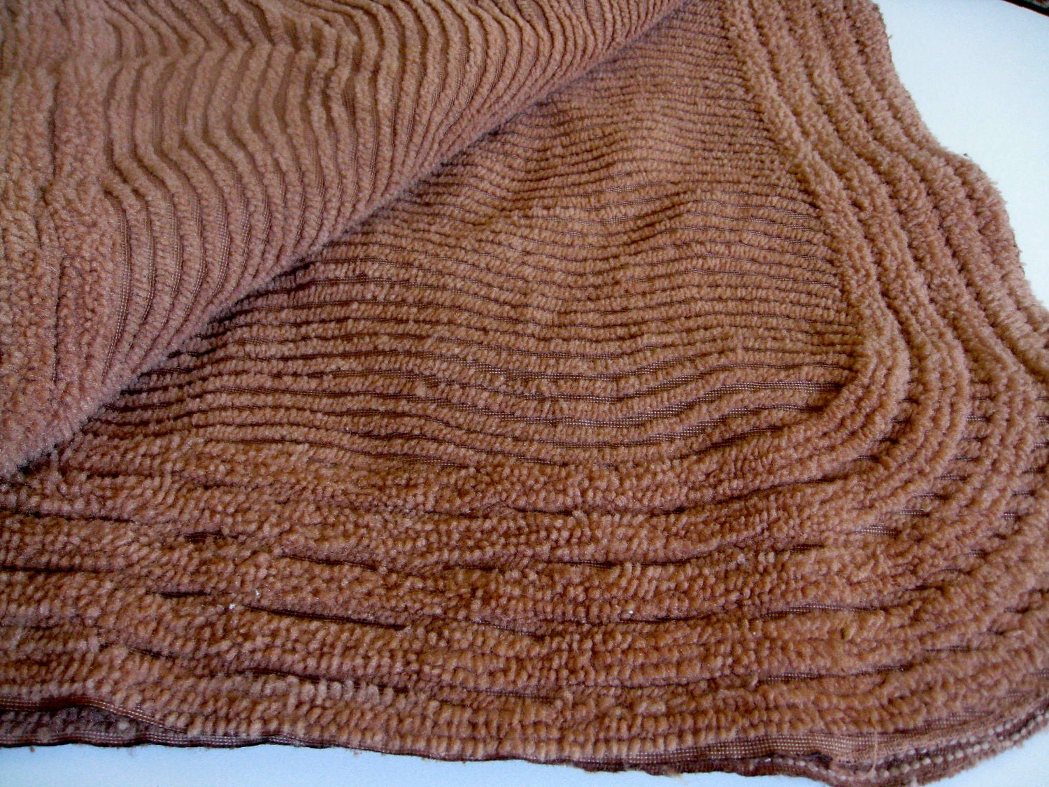 Vintage Chenille Bedspread Cottage Style Cocoa Brown