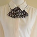 Vintage 1970s / Pussy bow fanned ascot blouse /cream black with detachable bow