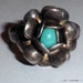Sterling Silver Turquoise Flower Taxco Ring - Size 6.75