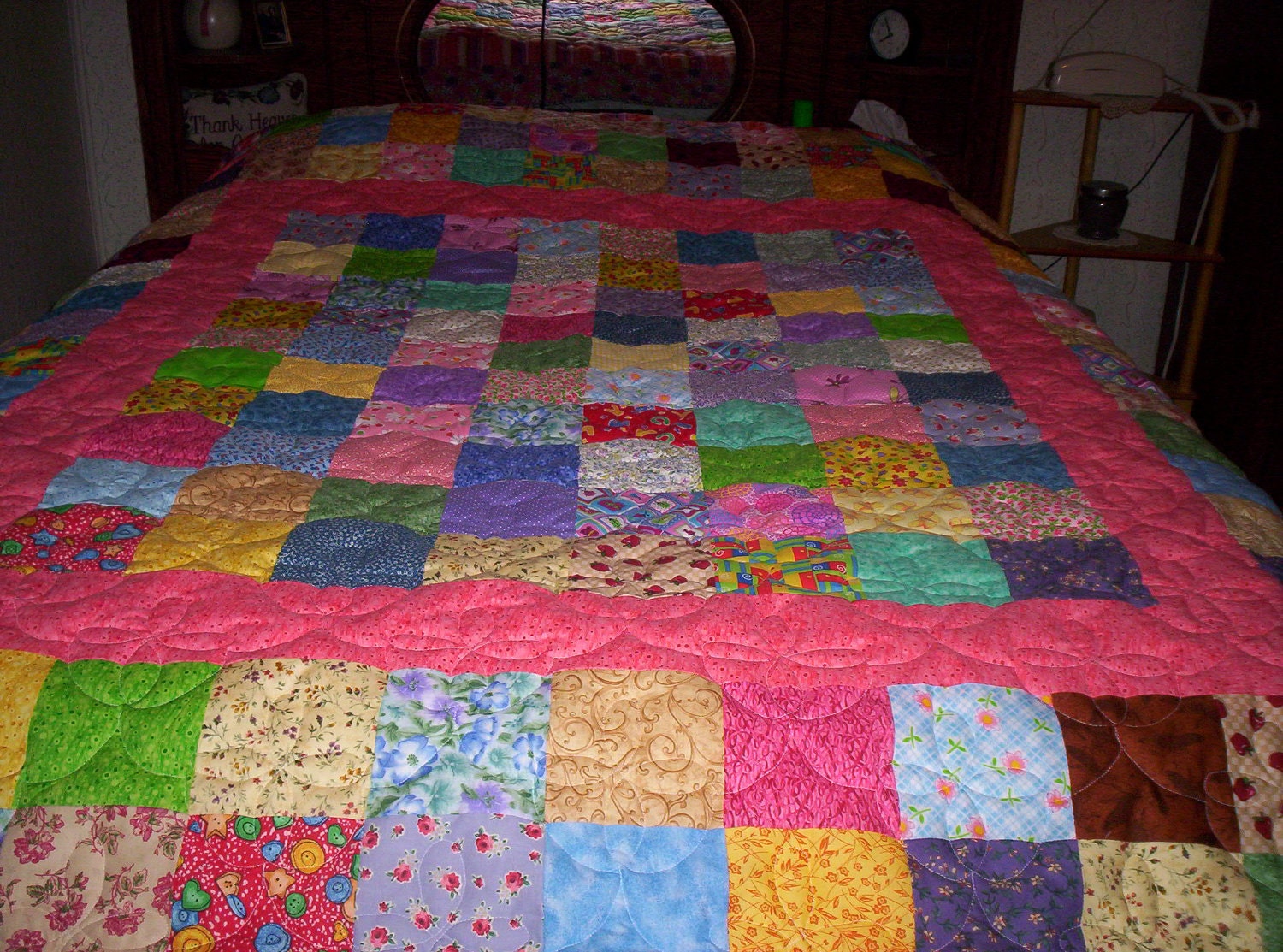 Colorful Patchwork Queen Quilt by PaydownPatchwork on Etsy