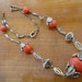 Art Deco Necklace Chrome and Orange Glass Beads 20's 30's Jakob Bengel