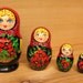 Matryoshka Nesting doll babushka doll with red scarf set of 5