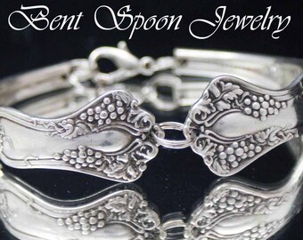 Silver Spoon Bracelet, Spoon Jewelry, Silverware Bracelet, Silverware Jewelry - 1904 VINTAGE GRAPES