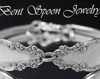 Spoon Jewelry, Melrose 1898 Antique Vintage Spoon Bracelet, Silverware Jewelry,