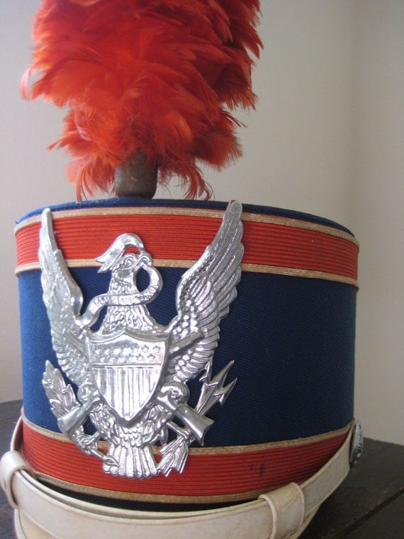 Vintage Oswald Military Style Marching Band Uniform Hat with