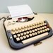 Rare portable typewriter Princess 300 manual bicolor cream and blue 50s