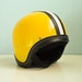 Vintage motorcycle helmet yellow black white stripe deadstock