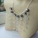 White and pewter crystal glass beaded collar necklace Silver Spray