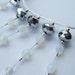 White and pewter crystal glass beaded collar necklace Silver Spray