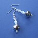 White and pewter crystal glass beaded dangle earrings Silver Spray