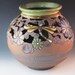 Large Cutout Vase With Dragonflies, Flowers, And Swirl Design