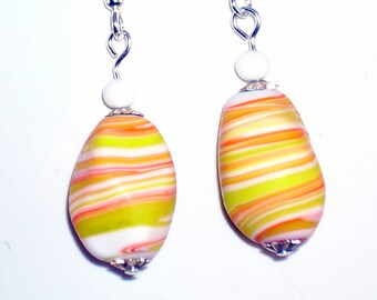 Unique Earrings Orange Yellow Vintage Beads