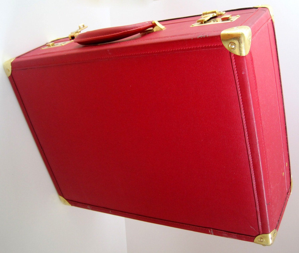 Red Suitcase Briefcase Case by Victoria's Secret Vintage