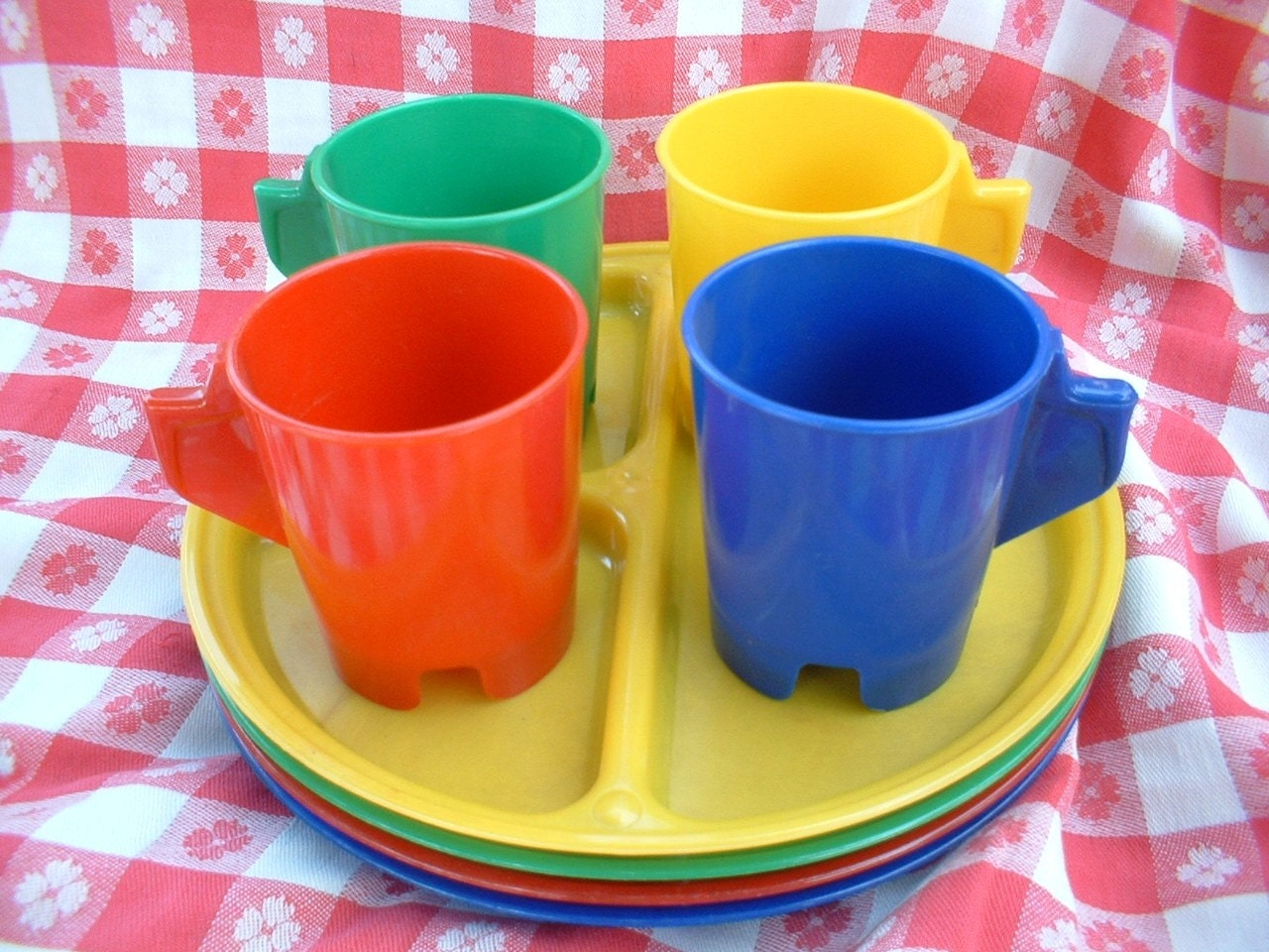 Adorable Vintage Children's Plastic Plate and Cup Set