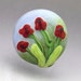 Screw on ring top lampwork glass cabochon Red Poppies interchangeable pendant Anne Londez SRA OOAK