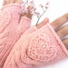 Pink Fingerless Wool Gloves with a heart, Mittens, Arm Warmers , Hand Knitted, Eco Friendly, Valentines Day