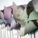 SALE Last Set. Spinnable Paper Pinwheels (6) Spring or Nursery Decor in Lilac & Green - Perfect for Easter Bouqet