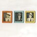 Set of 3 - 1940s Photomatic Photobooth Photos, Colorful Metal Borders. Man and Woman Identified.