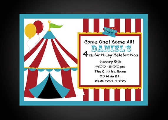 Circus Birthday Party Invitation (Digital File) Il_570xn