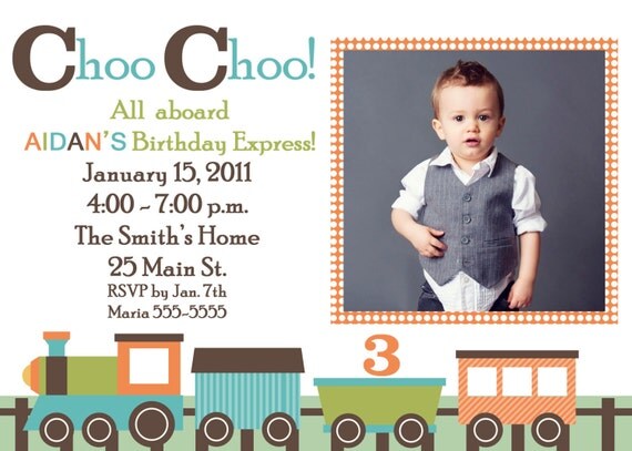 Choo Choo Train Birthday Invitation with Photo Il_570xn