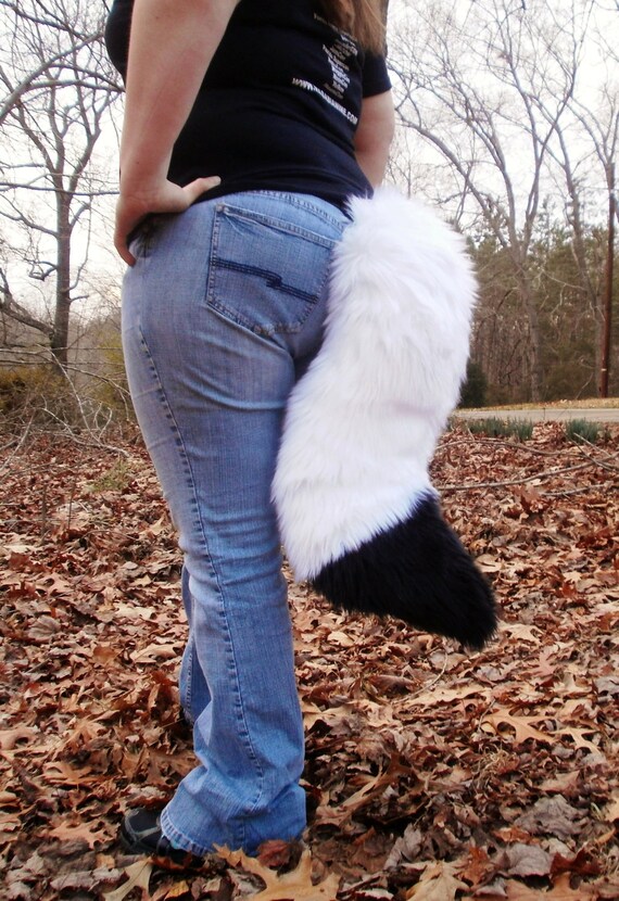 White Fox Tail with Black Tip MTO